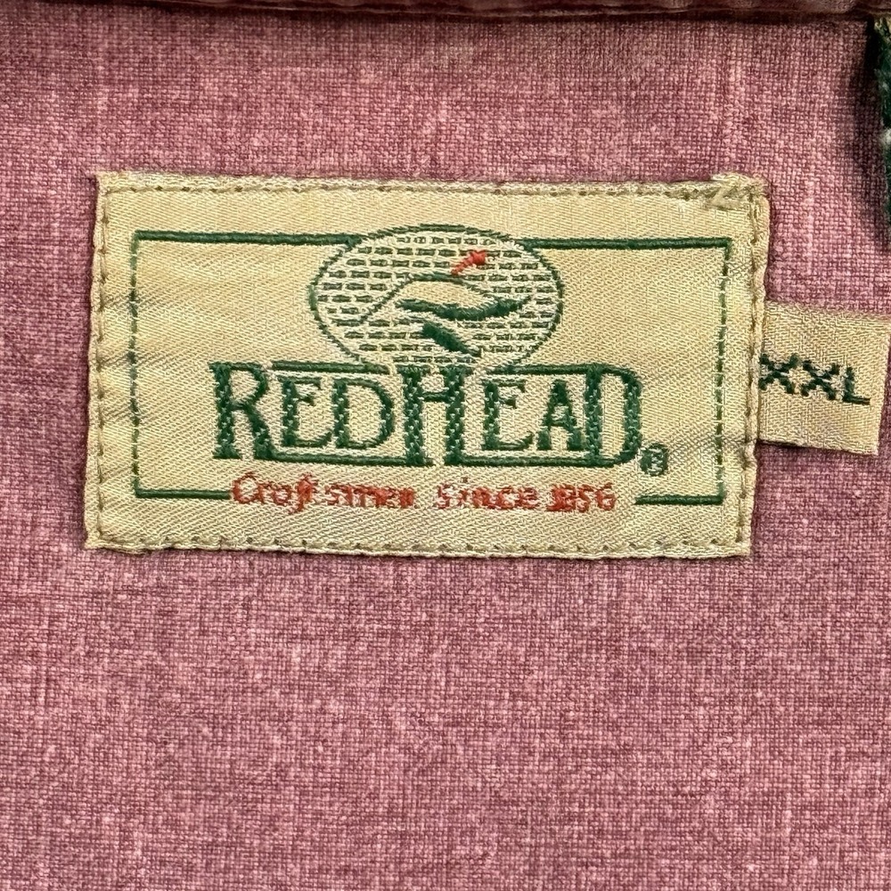 Red Head Brand Co. Button Up Long Sleeve Red Men's Size XXL Elbow Patches VTG - Picture 4 of 15